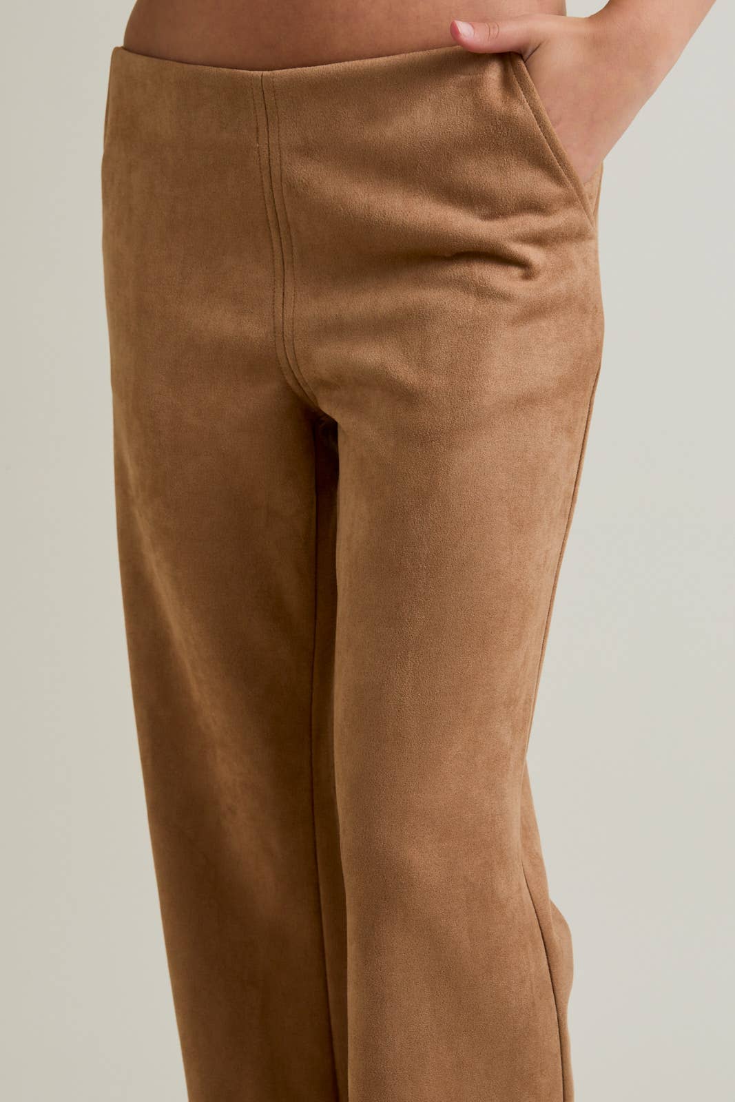low waist suede boot cut pants