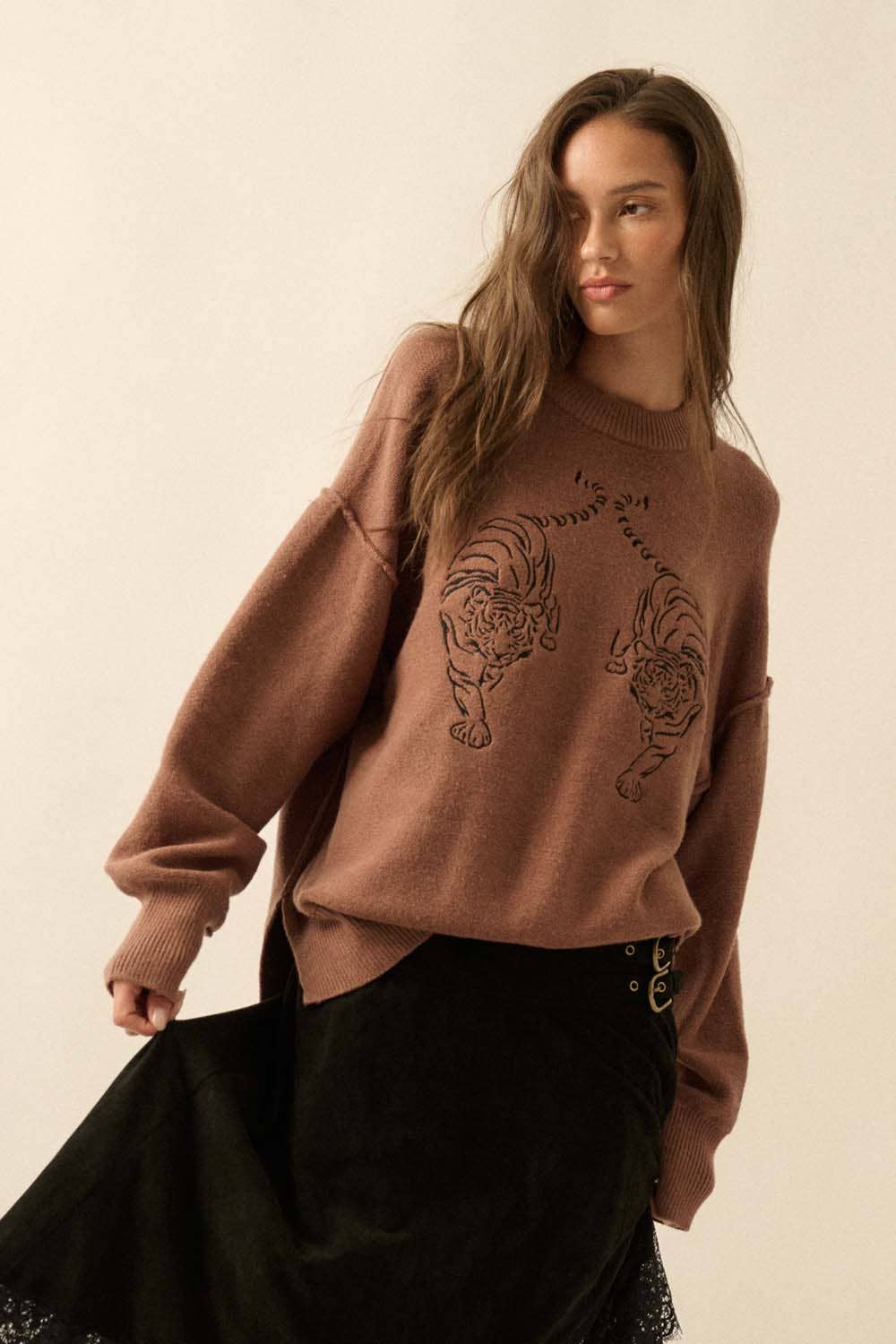 embroidered tigers sweater