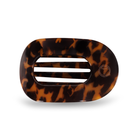 round flat hair clip | medium | tortoise