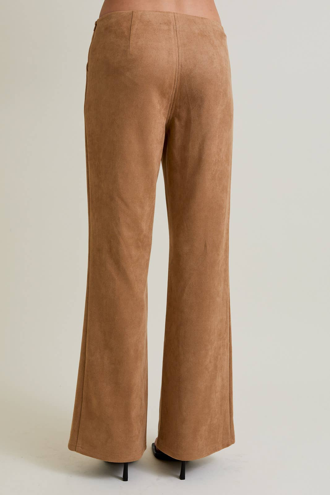 low waist suede boot cut pants