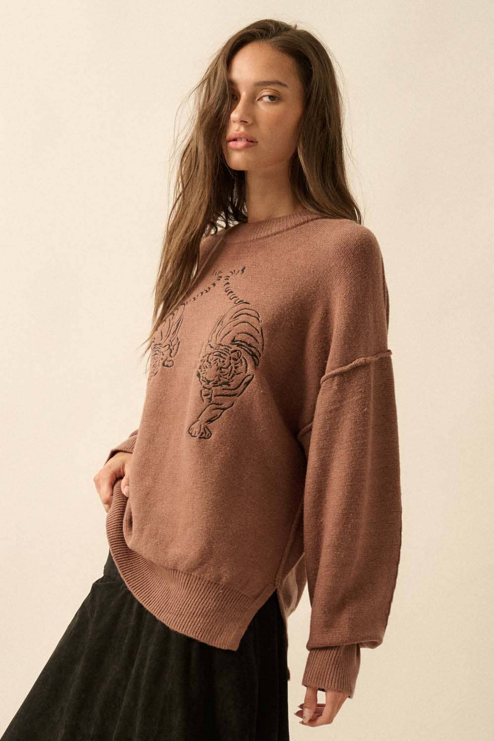 embroidered tigers sweater