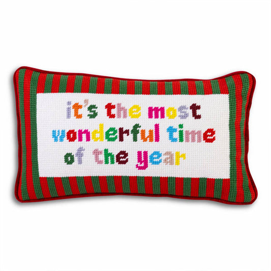 most wonderful time needlepoint pillow