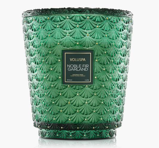 noble fir garland 5 wick hearth candle