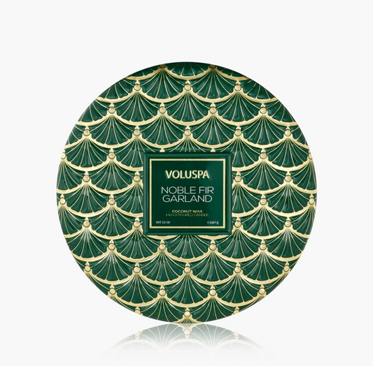 noble fir garland 3 wick tin candle