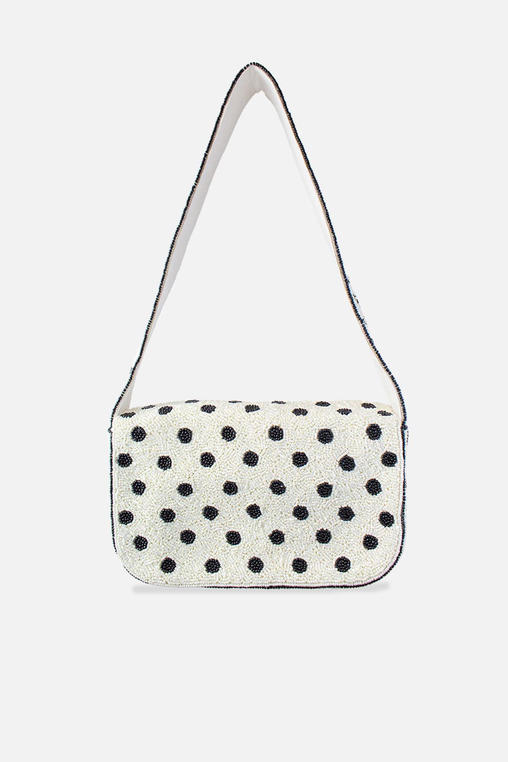 polka dot beaded shoulder bag