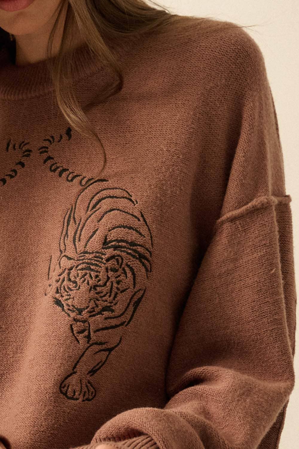 embroidered tigers sweater