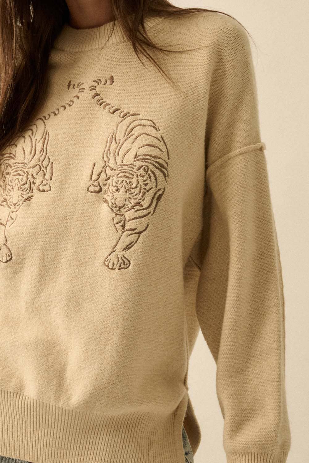 embroidered tigers sweater