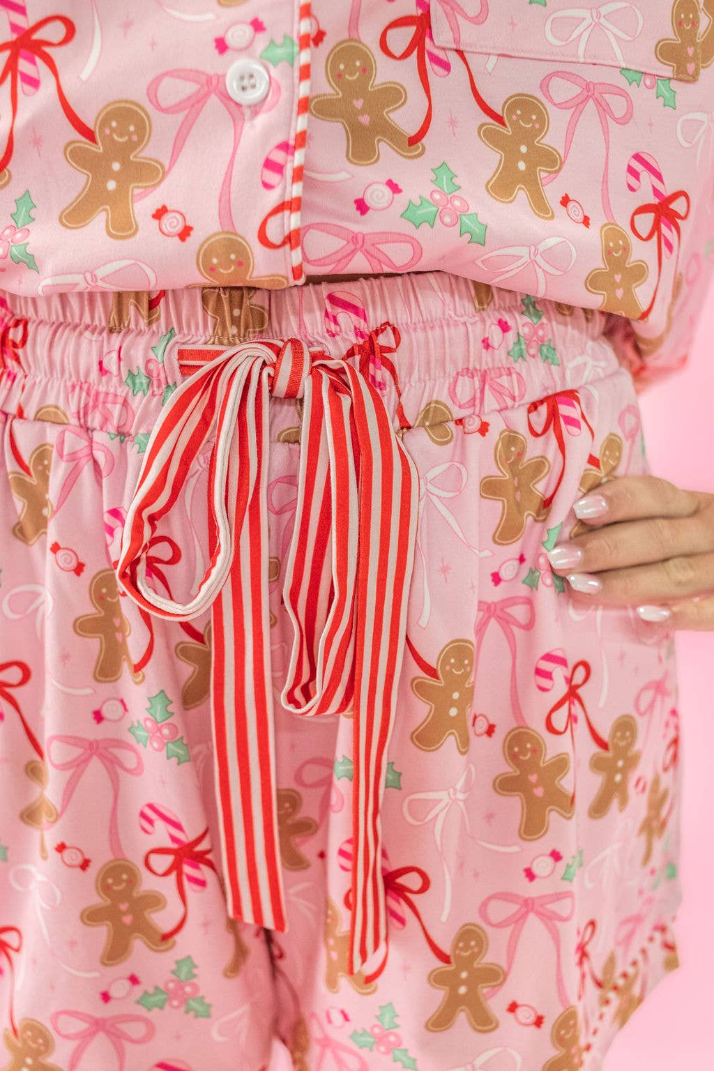 gingerbread bows pajama set