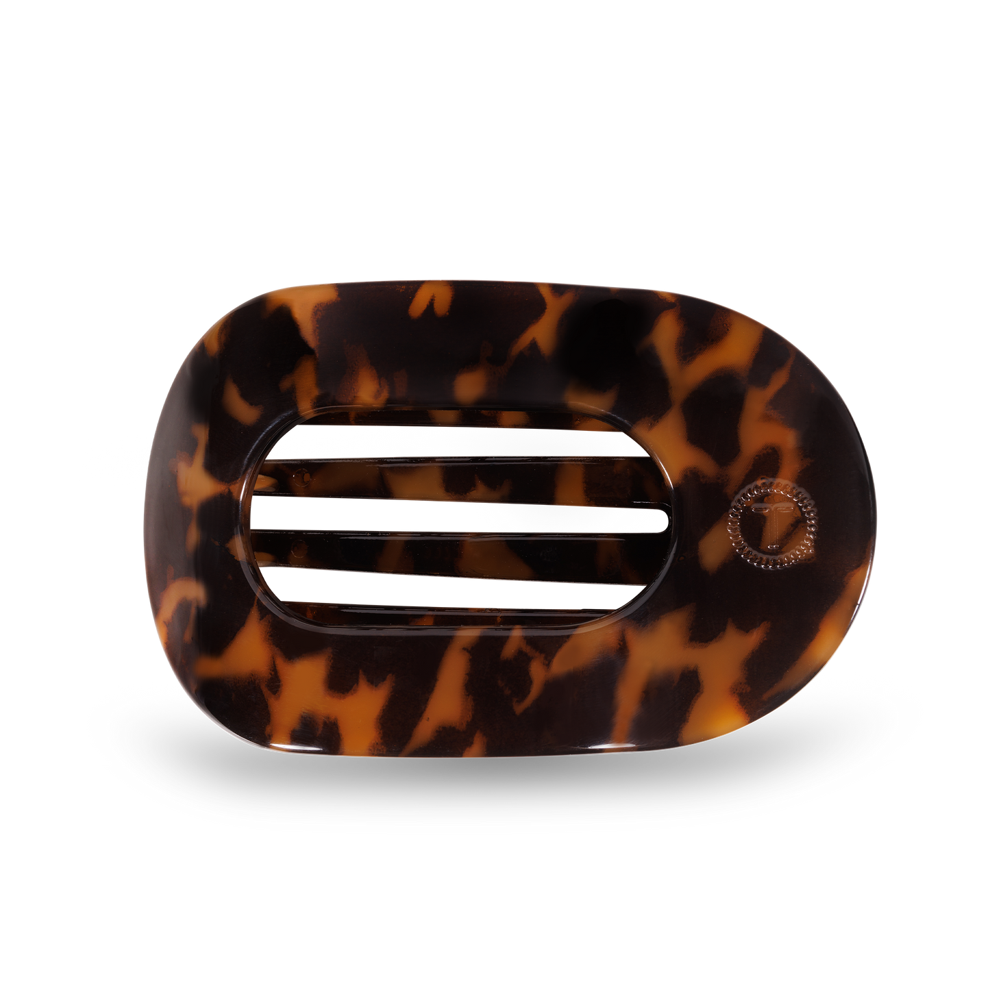 round flat hair clip | medium | tortoise