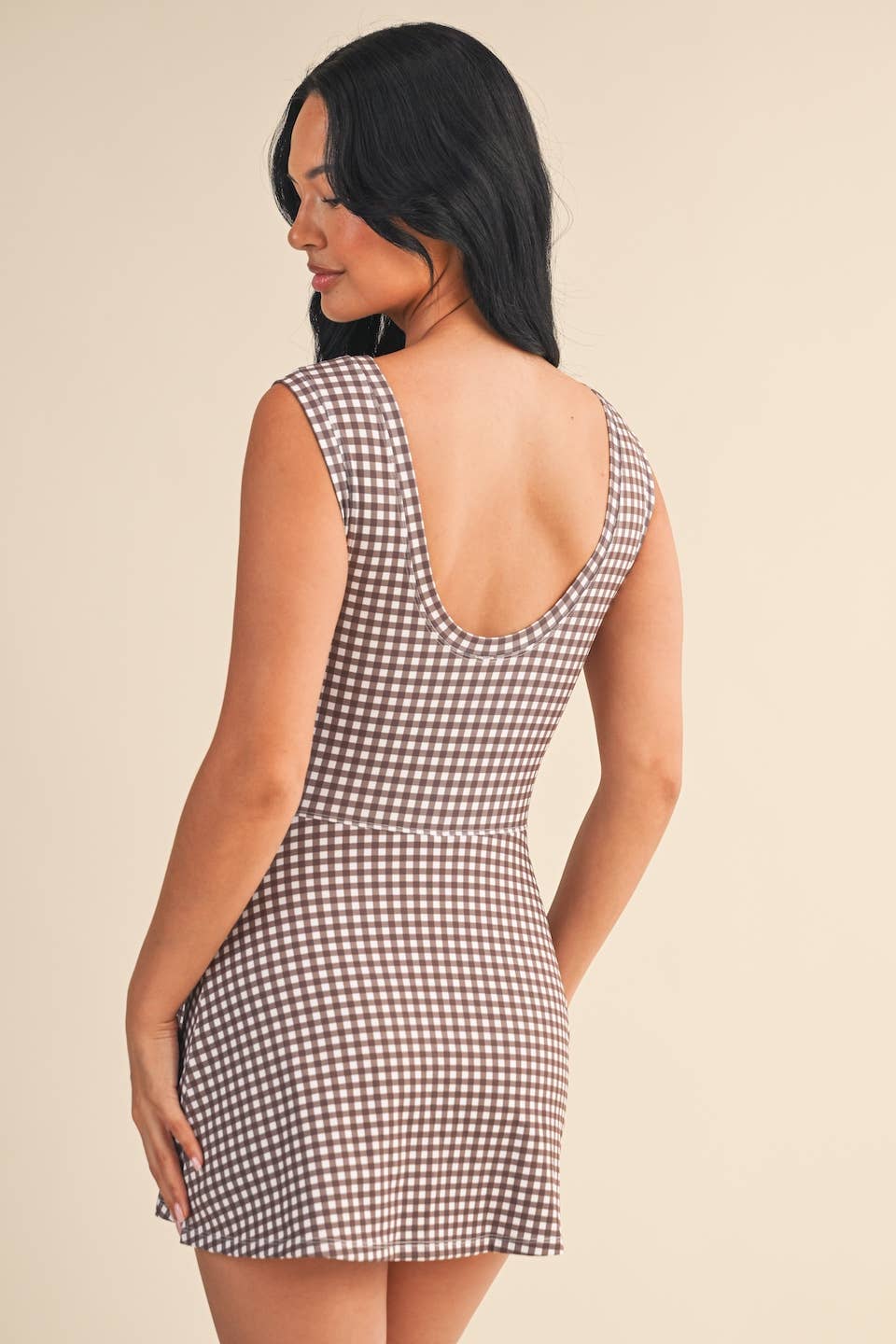 gingham wrap tie dress