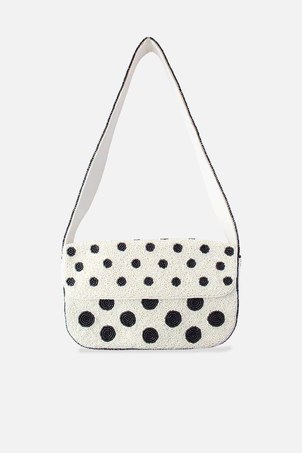 polka dot beaded shoulder bag