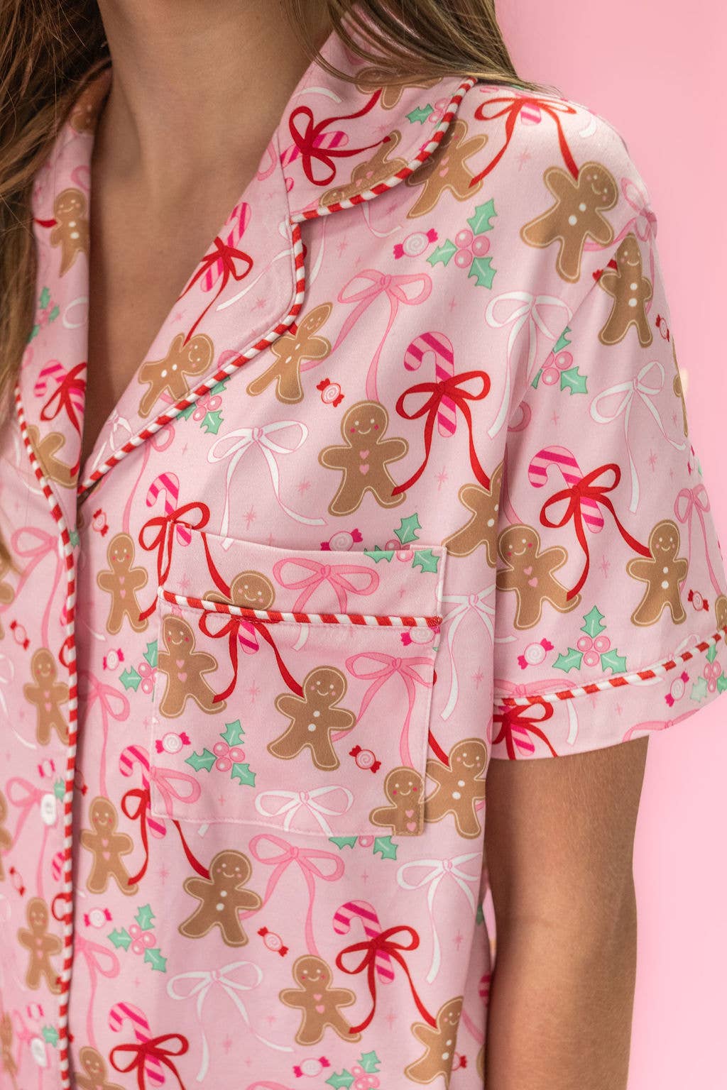 gingerbread bows pajama set