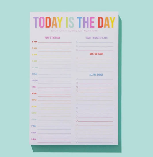 today is the day daily notepad planner