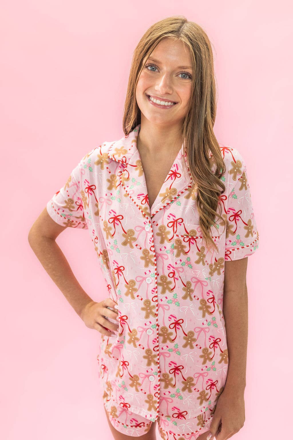 gingerbread bows pajama set