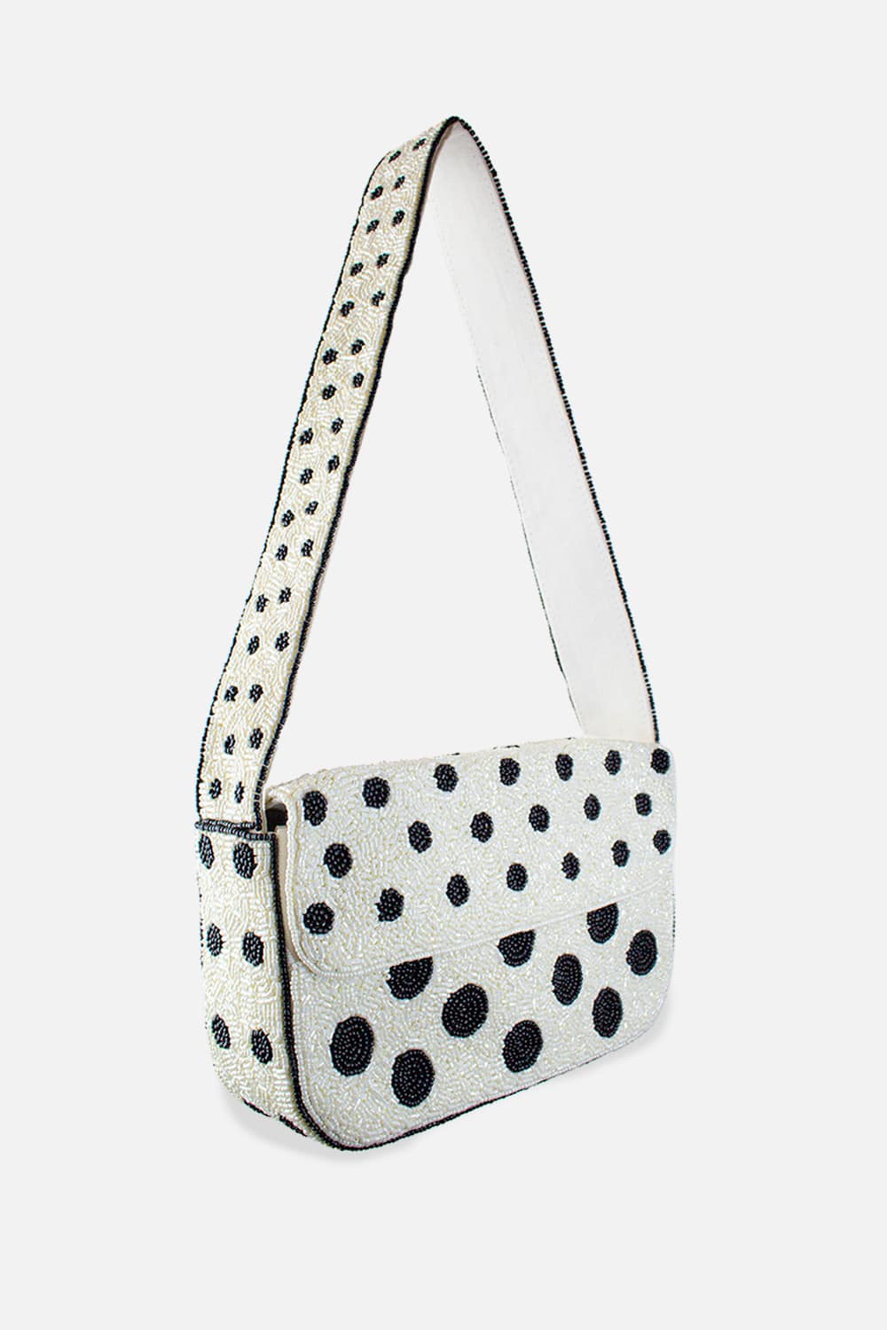 polka dot beaded shoulder bag