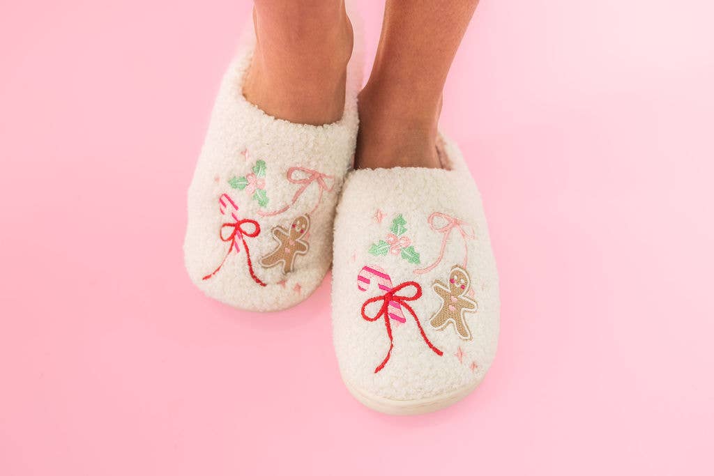 gingerbread bows slippers