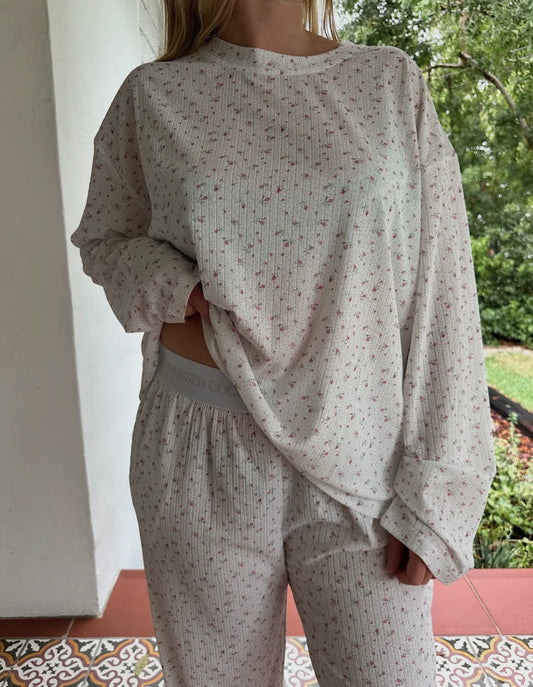 white floral pj set