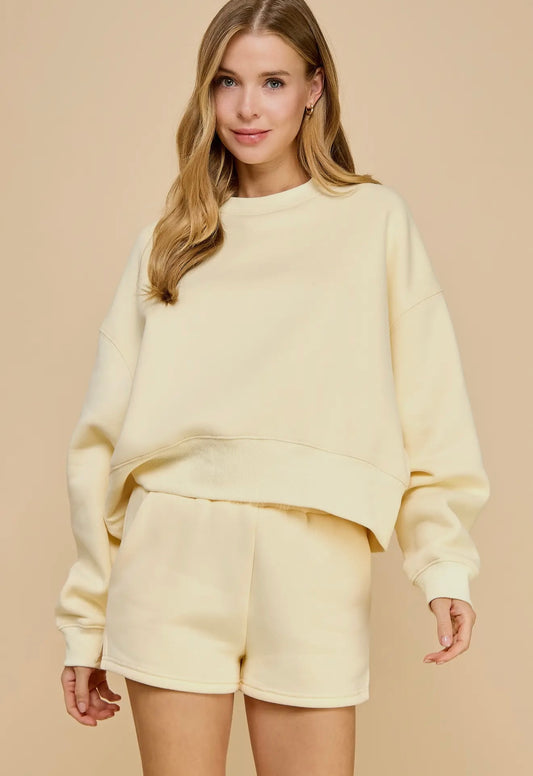 butter yellow dropped shoulder sweatshirt