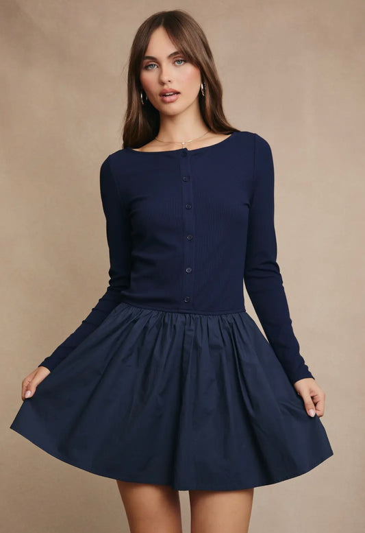 boat neck knit top mini dress
