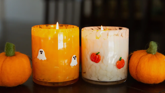 candy corn ghost candle