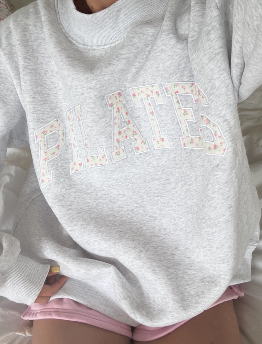 pilates mockneck embroidered sweatshirt