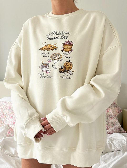 fall bucket list embroidered sweatshirt