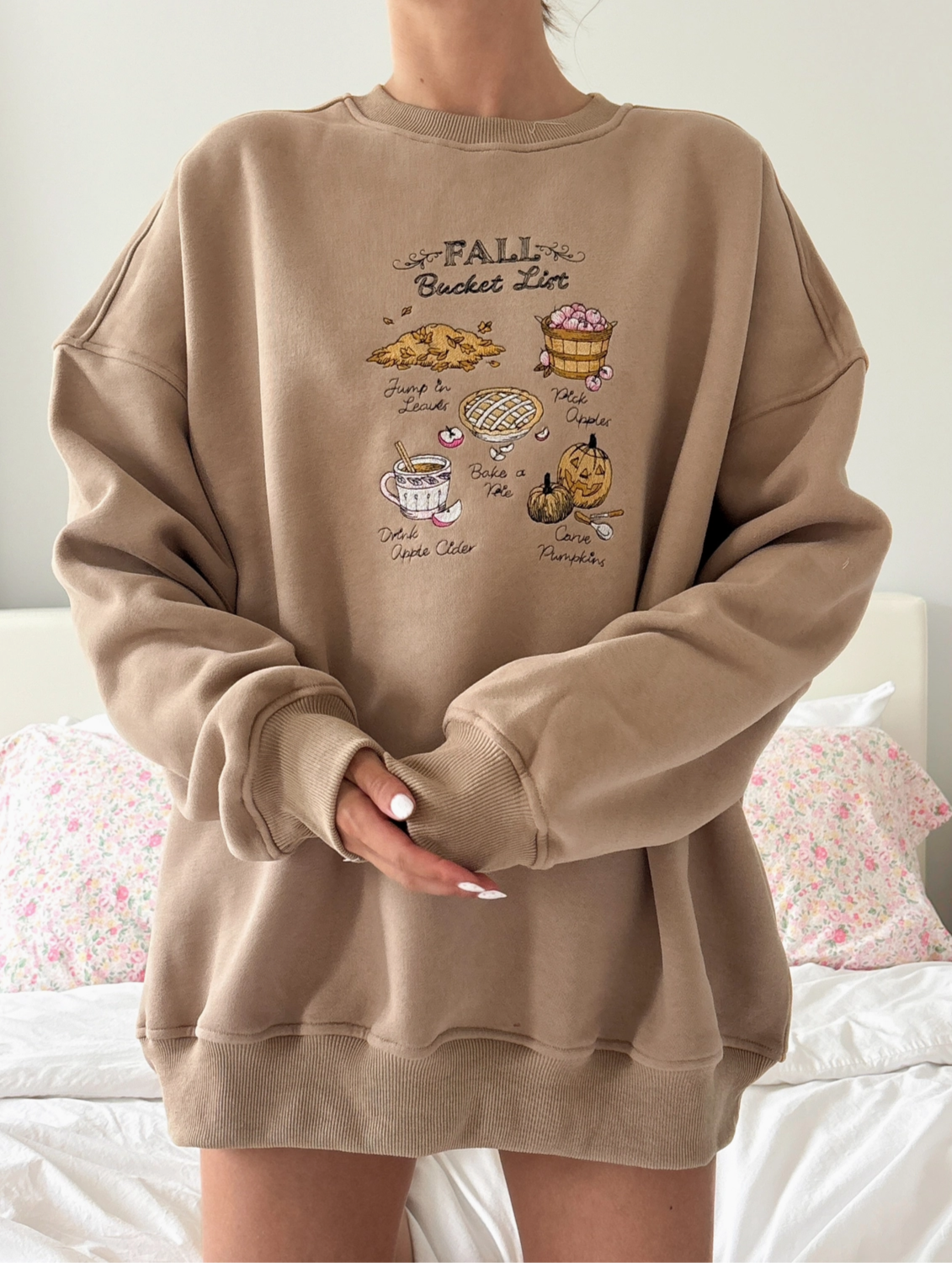 fall bucket list embroidered sweatshirt