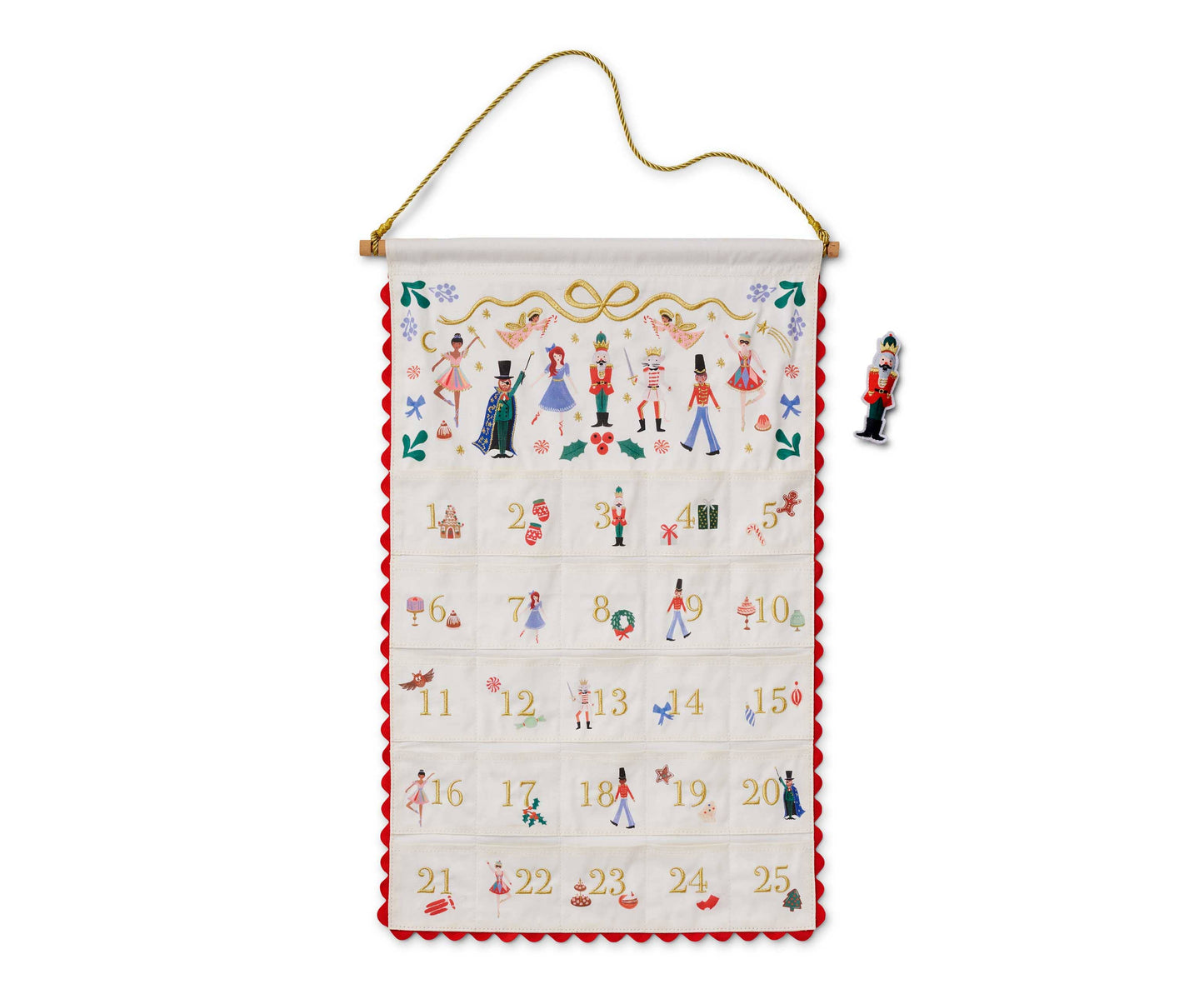nutcracker embroidered hanging advent calendar
