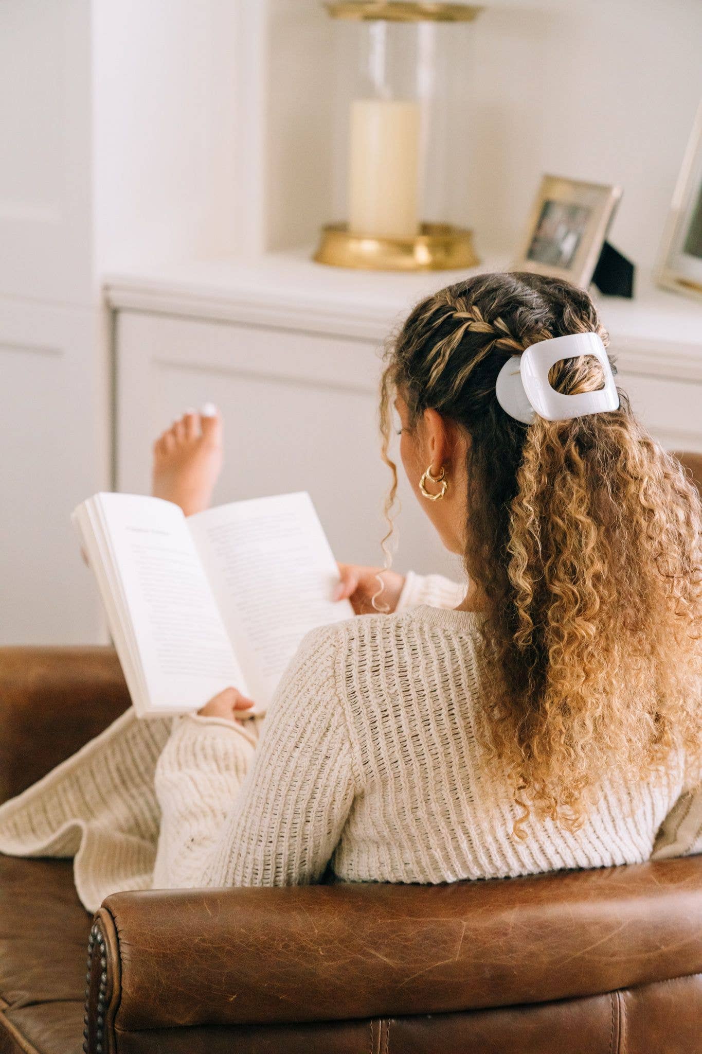 round flat hair clip | large | coconut white