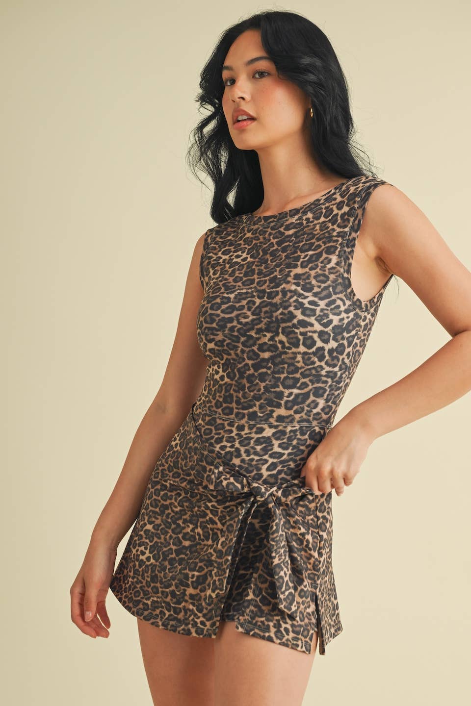 leopard wrap tie dress